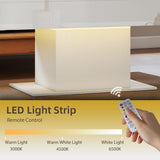 Extendable Coffee Table with LED Lights, Modern High Gloss Center Table with Hidden Storage for Living Room