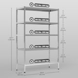 Bakers Rack, 5-Tier Stainless Steel Kitchen Storage Shelf with Adjustable Heights for Spices