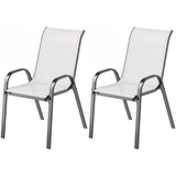 Set of 4 Outdoor Dining Chairs, Stackable Lawn Chairs with High Back, Breathable Mesh Seat for Garden Porch