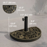 Base parapluie patio demi-rond résine 20 lbs 20