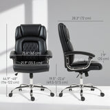 Chaise de bureau grande taille 180 kg, Chaise de bureau avec coussin à ressort, Cuir PU, Dossier haut, Roulettes pivotantes