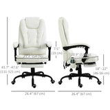 7-Point Vibrating Massage Chair, Reclining Office Chair with Footrest, Adjustable Height