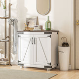 Buffet bahut, armoire de rangement de cuisine avec porte grange et étagères ajustables