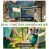 Agenouilloir de jardin et siège, banc de jardinage pliable avec coussin en mousse EVA épais et grand porte-outils