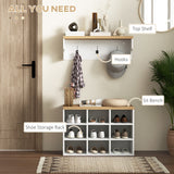 2-in-1 Hall Tree, 5-Hook Coat Rack Shoe Bench Set w/ Bench and Shoe Storage for Entryway