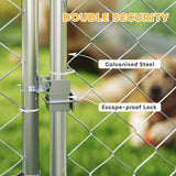 Outdoor Dog Run with Adjustable & Rotatable Bowls, Escape-Proof Lock, 13.1' x 7.5' x 7.5'