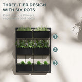 Jardinière murale 3 étages avec 6 pots pour usage intérieur et extérieur, support de plante suspendue