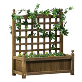 Raised Garden Bed with Trellis, Wood Planter Box for Garden