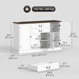 Farmhouse Sideboard with Charging Station and Thickened Top, 58