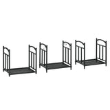 3-Tier Firewood Rack Heavy Duty Wood Storage Log Stacking Shelf with Hanging Hooks