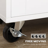 Kitchen Island with Storage, Rolling Cart Trolley with Rubberwood Top, Adjustable Shelf, Drawer