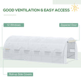 20'x10'x6.6' Tunnel Greenhouse with UV-Resistant Cover, Zippered Door and 12 Roll-up Windows