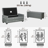 Banc de rangement capitonné avec couvercle rabattable et pouf en tissu pour chambre à coucher