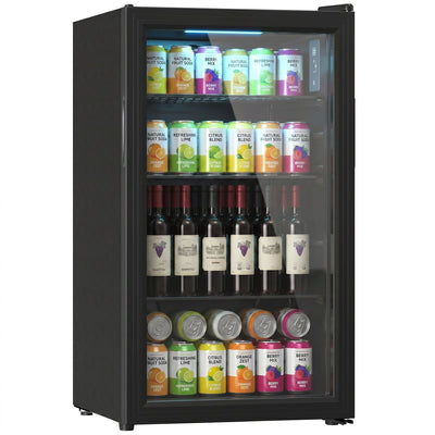 3.2 Cu.Ft Beverage Fridge, 128 Can Drink Fridge with Glass Door