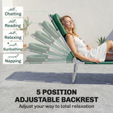 Folding Lounge Chair Outdoor, 5-Position Adjustable Portable Sun Lounger Bed for Pool