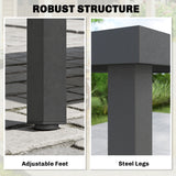 Rectangular Patio Table for 6, Outdoor Dining Table with Wood-Plastic Composite Top and Steel Frame for Garden