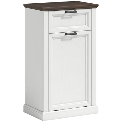 10 Gallon Trash Can Cabinet with Drawer, Farmhouse Tilt Out Garbage Cabinet Laundry Hamper