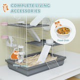 4-Level Large Hamster Cage with DIY Tubes, Exercise Wheels