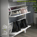 Slim Shoe Storage with 2 Flip Drawers and Adjustable Shelves Shoe Cabinet Organizer for 8 Pair