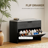 Shoe Storage Bench with Flip Drawer and Lift Top Storage