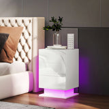 Modern LED Nightstand Bedside Table with Adjustable Colour Lighting & 3 Drawers