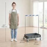 Cleaning Rolling Janitor Cart with Locking Wheels Cleaning Cart with Integrated Drip Tray 4 Casters