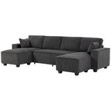 Modular U Shaped Couch, Sectional Sofa with Double Chaises and Spring Cushions