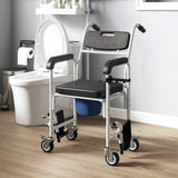 Rolling Shower Chair, Bedside Commode Chair with Wheels