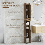 Narrow Bathroom Cabinet, Tall Bathroom Storage Cabinet with Barn Doors, Drawer and Adjustable Shelves
