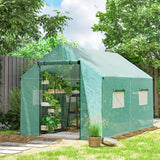 6.6' x 10' x 6.6' Walk-in Tunnel Greenhouse UV-resistant Wind Resistant Green House with Door and Mesh Windows