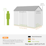 8 x 4 ft Plastic Garden Shed, Wood-Effect Outdoor Storage Shed with Floor, Lockable Doors and Vents