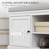 Shoe Storage Bench with Cushioned Seat, Entryway Bench Seat with 2 Cabinets and Adjustable Shelf for Hallway