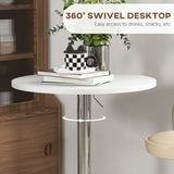 High Top Bar Table, Adjustable Round Kitchen Table with Swivel Top and Steel Base, Bistro Table for 2 People