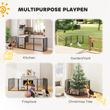 8 Panels Dog Playpen, Foldable Portable Pet Playpen with Door, for Small & Medium Dogs, 30