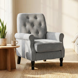 Accent Chair, Mid-Century Modern Armchair with Thick Padded Seat, Solid Wood Legs