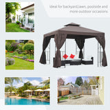 10' x 10' Patio Gazebo Outdoor, Canopy Shelter with Double-tier Roof