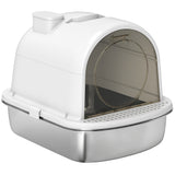Enclosed Stainless Steel Litter Box, Metal Cat Litter Box with Scoop