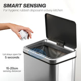 10.6 Gal (40 L) Automatic Garbage Can w/ Soft-Close Lid, Touchless Trash Can with Fingerprint Resistant Stainless Steel