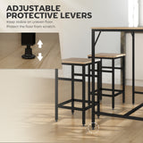 5 Pieces Industrial Rectangular Bar Table Set, Dining Table Set Breakfast Table with 4 Stools for Dining Room