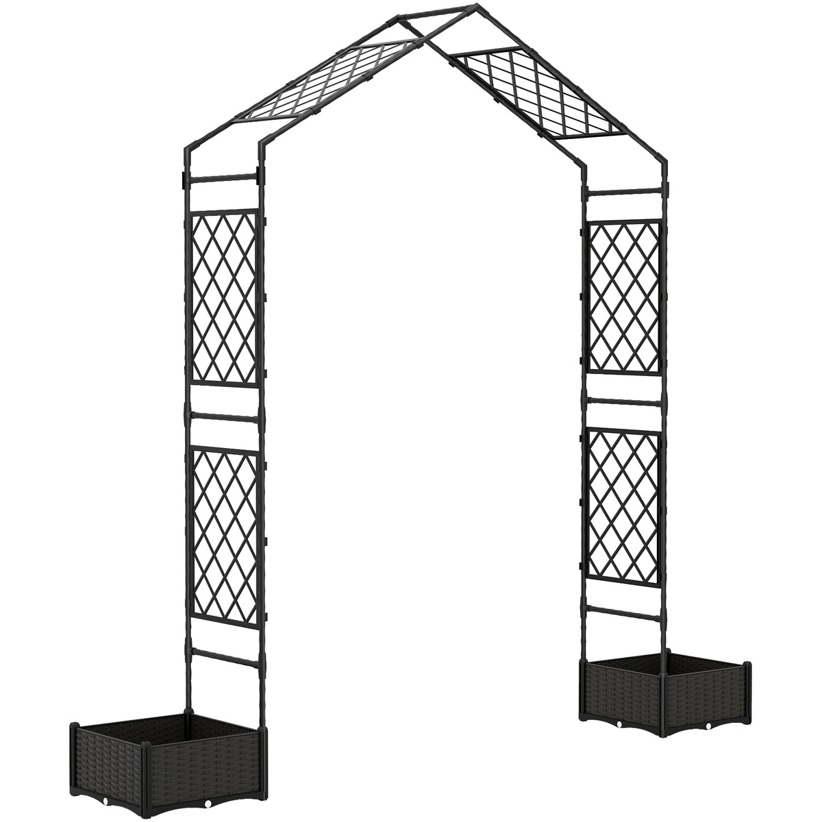 Garden Arch Outdoor Trellis Arbor with 2 Planter Boxes