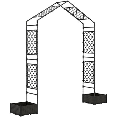 Garden Arch Outdoor Trellis Arbor with 2 Planter Boxes
