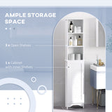 Tall Bathroom Storage Cabinet, Freestanding Linen Tower with 3-Tier Open Adjustable Shelf