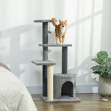 Cat Tree Cat Tower Multi-Level with Sisal Scratching Post for Kittens and Adults Grey Large 41