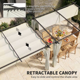 10' x 13' Pergola with Retractable Canopy and Curtains