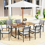 Wooden Outdoor Dining Table for 6 with 2