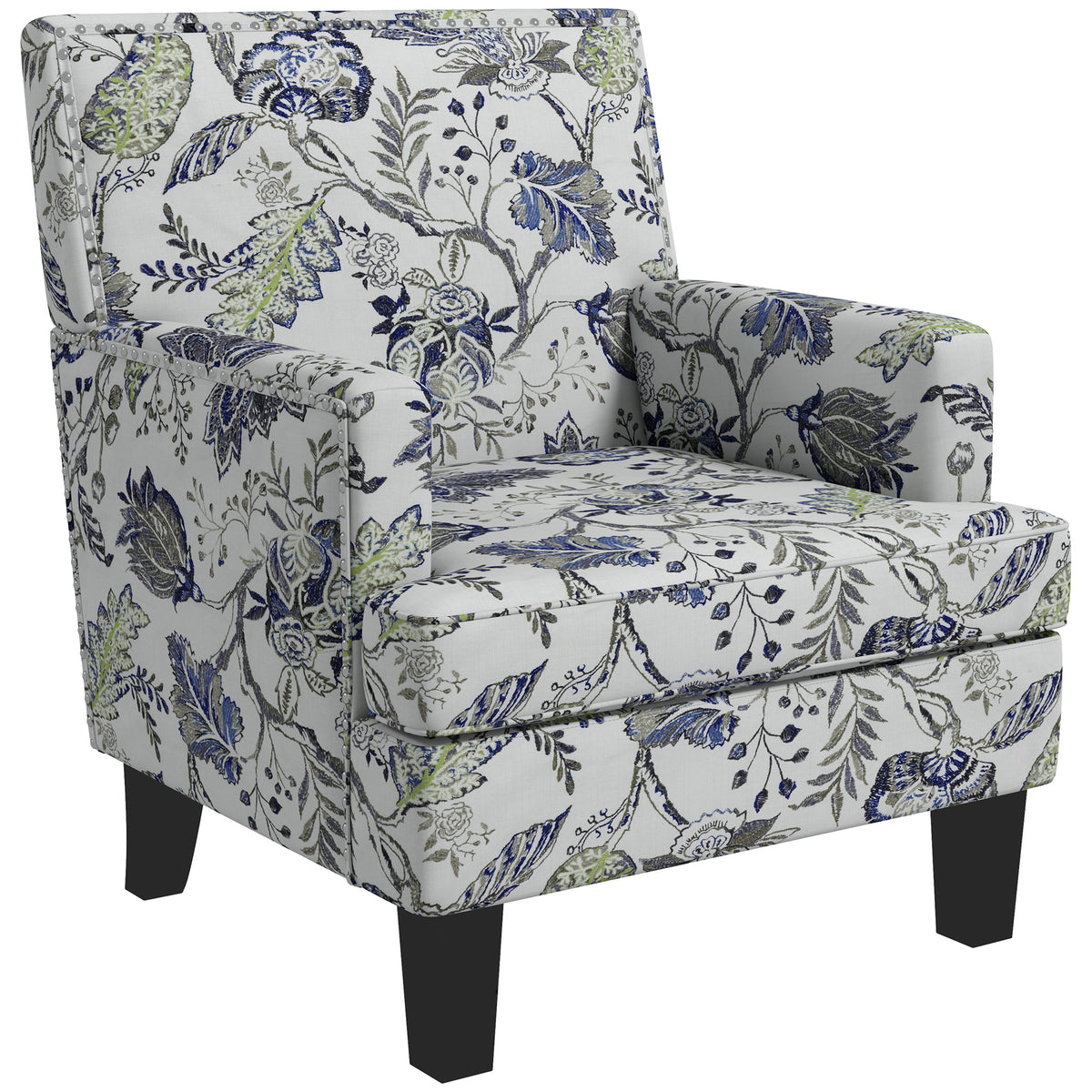 Upholstered Armchair, Mid-Century Accent Chair with Floral Pattern