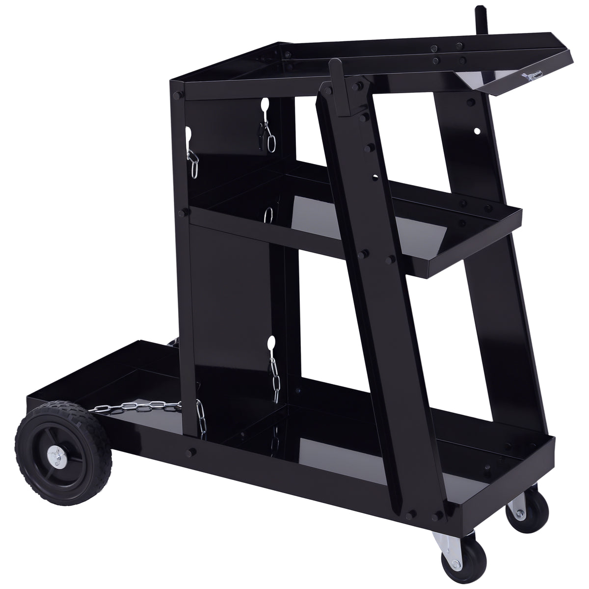 3 Tier Welding Cart Welder Trolley Garage Welding/Plasma Cutter Cart for Tanks Gas Bottles w/ Safety Chain