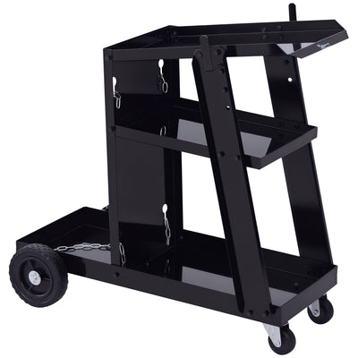 3 Tier Welding Cart Welder Trolley Garage Welding/Plasma Cutter Cart for Tanks Gas Bottles w/ Safety Chain