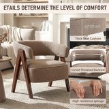Sherpa Fleece Accent Chair, Upholstered Armchair with Solid Wood Legs and Steel Frame for Living Room