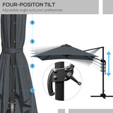 10x10ft Cantilever Umbrella Rotatable Square Market Parasol, 4 Adjustable Angle for Outdoor Backyard Patio Dark